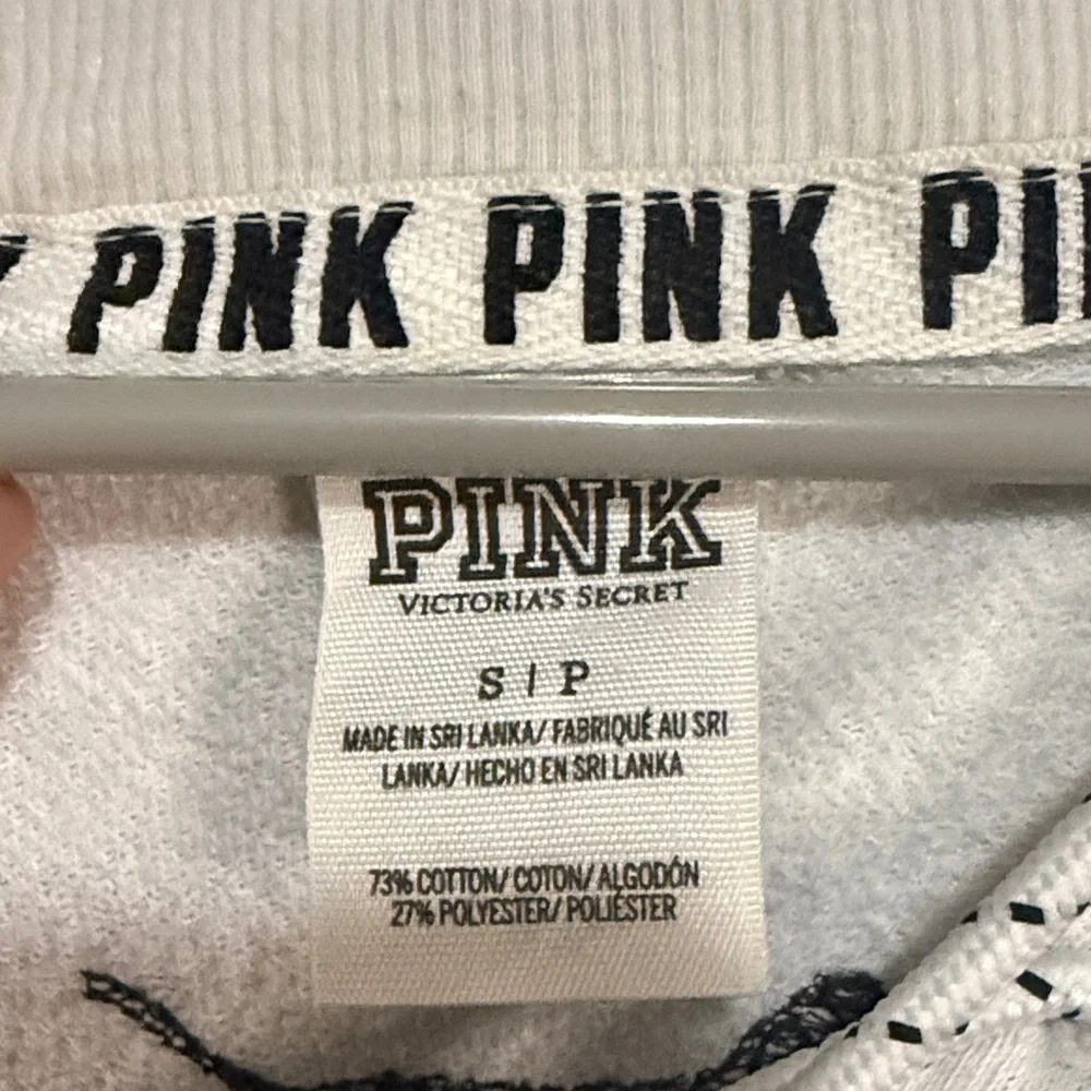 PINK Victoria's Secret Black and White Lace-Up Sweatshirt - Picture 3 of 7